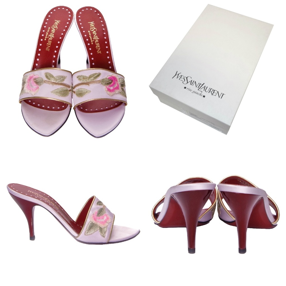 New YSL Famous Lotus Mules Heels VERY RARE